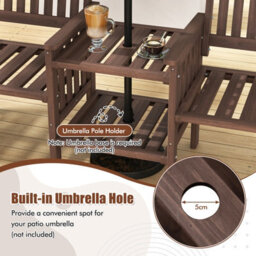Costway Outdoor Table And Chairs Set Patio Garden Bench Side Table W/ Umbrella Hole - thumbnail 6