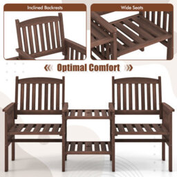 Costway Outdoor Table And Chairs Set Patio Garden Bench Side Table W/ Umbrella Hole - thumbnail 9
