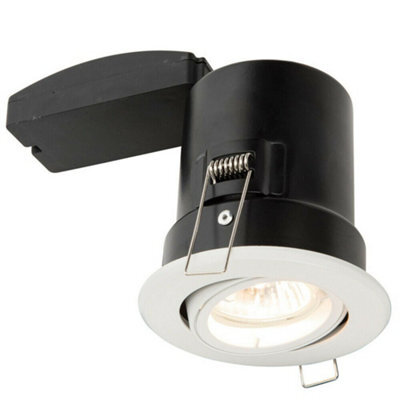 Fire Rated Gu10 Lamp Ceiling Down Light White Push Fit Fast Fix Adjustable Tilt - image 1