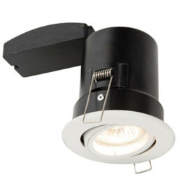Fire Rated Gu10 Lamp Ceiling Down Light White Push Fit Fast Fix Adjustable Tilt - thumbnail 1