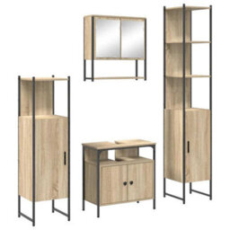 Berkfield Bathroom Furniture Set With Shelf 4 Pcs Sonoma Oak Standard - thumbnail 2