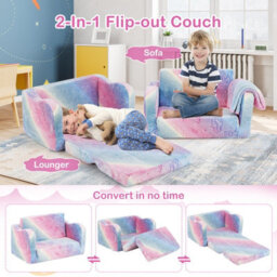 Gainoom Kids Macaron Couch With Blanket 2-In-1 Folding Toddler Sofa & Lounger Glow In The Dark Toddler Chair - thumbnail 8