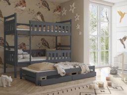 Arte Kors Bunk Bed With Trundle And Storage In Graphite W1980mm X H1640mm X D980mm