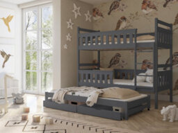 Arte Kors Bunk Bed With Trundle And Storage In Graphite W1980mm X H1640mm X D980mm - thumbnail 2
