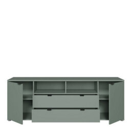 Furniture To Go Ganymede Wide Tv Unit With Open Shelving, 2 Drawers And 2 Doors In Sage Green - thumbnail 6