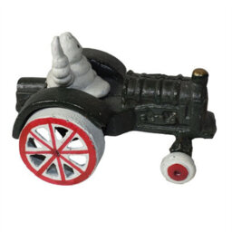 AB Tools Michelin Man Waving In Tractor Mascot Figure Statue Bibendum Figurine Cast Iron - thumbnail 3