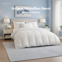 MHG Living Luxury Soft Touch 16.5 Tog Winter Duvet, Hypoallergenic Satin Stripe Microfibre Quilt - Double - thumbnail 2