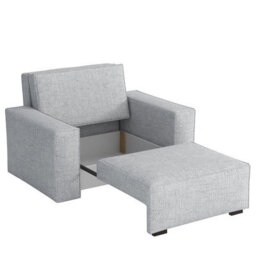 Upholstered Sofa Bed Armchair With Sleeping Function And Storage Solid Wood Legs Wooden Frame 123X88X102Cm Cream - thumbnail 4