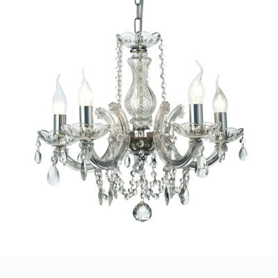 Luminosa Lighting Luminosa Gabrielle Chandelier Glass Sconce & Glass Droplets 5 Light E14 Polished Chrome Finish - image 1