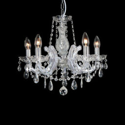 Luminosa Lighting Luminosa Gabrielle Chandelier Glass Sconce & Glass Droplets 5 Light E14 Polished Chrome Finish - thumbnail 2