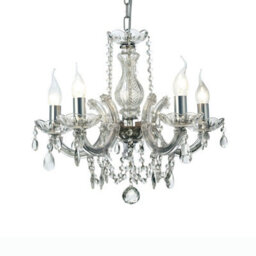 Luminosa Lighting Luminosa Gabrielle Chandelier Glass Sconce & Glass Droplets 5 Light E14 Polished Chrome Finish - thumbnail 1