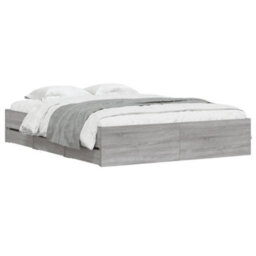 Berkfield Bed Frame With Drawers Without Mattress Grey Sonoma 150X200 Cm King Size - thumbnail 3