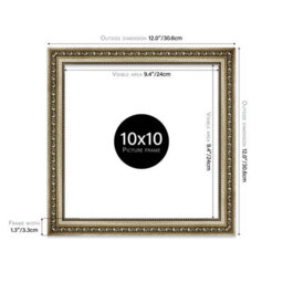 10X10 Champaign Ornate Picture Frame (25.4 X 25.4Cm) Poster, Photo, Artwork, Gallery Wall Or Print - thumbnail 2