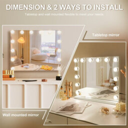 Hollywood Vanity Mirror With Lights 12 Led Bulbs Standing Mirror 360 Rotation For Makeup - thumbnail 4