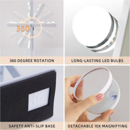 Hollywood Vanity Mirror With Lights 12 Led Bulbs Standing Mirror 360 Rotation For Makeup - thumbnail 6