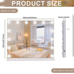 Hollywood Vanity Mirror With Lights 12 Led Bulbs Standing Mirror 360 Rotation For Makeup - thumbnail 5