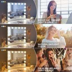 Hollywood Vanity Mirror With Lights 12 Led Bulbs Standing Mirror 360 Rotation For Makeup - thumbnail 2