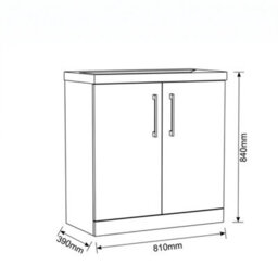 Balterley Bramshall Contemporary Bathroom Floor Standing 2-Door Vanity Unit & Mid-Edge Basin, Satin Grey, 800mm - thumbnail 5