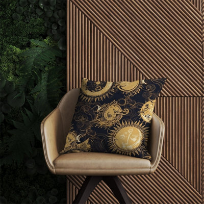 Warren Reed Designer Moon And Sun Gold Blue Outdoor Cushion 60Cm X 60Cm