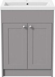 Affine 600mm Bathroom Vanity Unit Basin Sink Storage Cabinet Furniture Grey Traditional - thumbnail 8