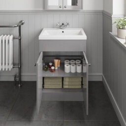 Affine 600mm Bathroom Vanity Unit Basin Sink Storage Cabinet Furniture Grey Traditional - thumbnail 6