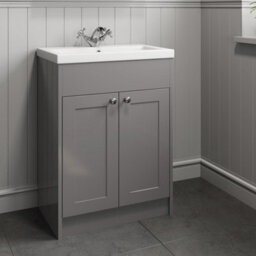 Affine 600mm Bathroom Vanity Unit Basin Sink Storage Cabinet Furniture Grey Traditional - thumbnail 4