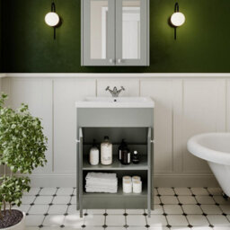 Affine 600mm Bathroom Vanity Unit Basin Sink Storage Cabinet Furniture Grey Traditional - thumbnail 3