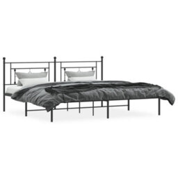 Berkfield Metal Bed Frame Without Mattress With Headboard Black 193X203Cm - thumbnail 3