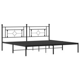 Berkfield Metal Bed Frame Without Mattress With Headboard Black 193X203Cm - thumbnail 4