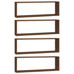 Berkfield Wall Cube Shelves 4 Pcs Brown Oak 80X15X26.5 Cm Engineered Wood - thumbnail 2