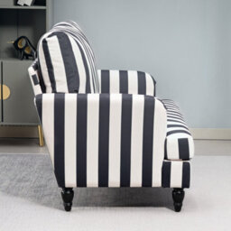 Homcom Cuddle Chair With Stripe, Armchair For Living Room, Black And White - thumbnail 8