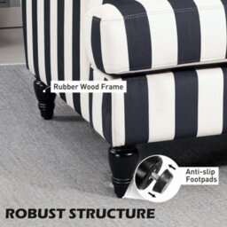 Homcom Cuddle Chair With Stripe, Armchair For Living Room, Black And White - thumbnail 6