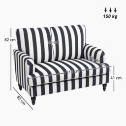 Homcom Cuddle Chair With Stripe, Armchair For Living Room, Black And White - thumbnail 3