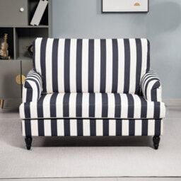 Homcom Cuddle Chair With Stripe, Armchair For Living Room, Black And White - thumbnail 7