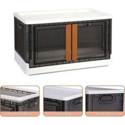 32L Foldable Plastic Storage Box With Door, Stackable And Collapsible Design With Lids - thumbnail 3