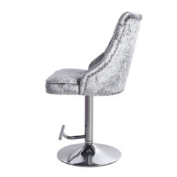 Living And Home Silver Fabric Upholstered Adjustable Height Bar Stool Chair - thumbnail 3