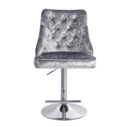Living And Home Silver Fabric Upholstered Adjustable Height Bar Stool Chair - thumbnail 2