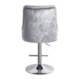 Living And Home Silver Fabric Upholstered Adjustable Height Bar Stool Chair - thumbnail 4