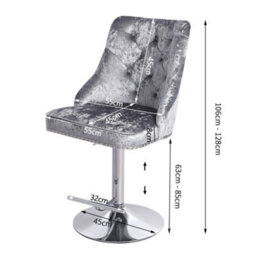 Living And Home Silver Fabric Upholstered Adjustable Height Bar Stool Chair - thumbnail 5