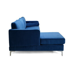 Valencia Luna L Shape Sofa Blue Kiln Dried Wood Stainless Steel Leg High Density Foam Ultimate Comfort - thumbnail 7