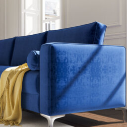 Valencia Luna L Shape Sofa Blue Kiln Dried Wood Stainless Steel Leg High Density Foam Ultimate Comfort - thumbnail 4