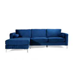 Valencia Luna L Shape Sofa Blue Kiln Dried Wood Stainless Steel Leg High Density Foam Ultimate Comfort - thumbnail 6