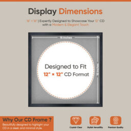 "16X16"" Black Classic Vinyl Record Frame With Silver Mount For 12 Inch Lp Disc - Ak Frames" - thumbnail 2