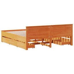 Berkfield Bed Frame Without Mattress With Headboard Wax Brown 180X200 Cm Super King Solid Wood Pine - thumbnail 6
