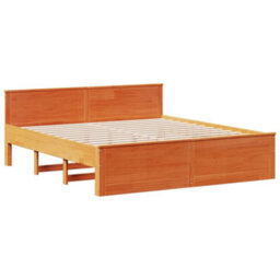 Berkfield Bed Frame Without Mattress With Headboard Wax Brown 180X200 Cm Super King Solid Wood Pine - thumbnail 7