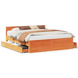 Berkfield Bed Frame Without Mattress With Headboard Wax Brown 180X200 Cm Super King Solid Wood Pine - thumbnail 2