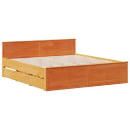 Berkfield Bed Frame Without Mattress With Headboard Wax Brown 180X200 Cm Super King Solid Wood Pine - thumbnail 3