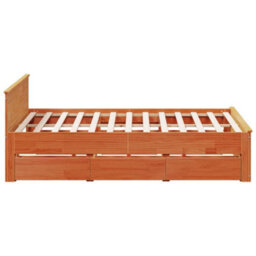 Berkfield Bed Frame Without Mattress With Headboard Wax Brown 180X200 Cm Super King Solid Wood Pine - thumbnail 5