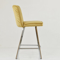 Lakeland Furniture Dartmoor Camel Cream Velvet Chrome Fixed Leg Base Bar Stool - thumbnail 5