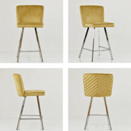 Lakeland Furniture Dartmoor Camel Cream Velvet Chrome Fixed Leg Base Bar Stool - thumbnail 2